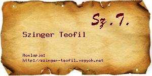 Szinger Teofil névjegykártya